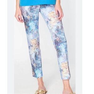 Estelle and Finn zip front floral straight leg pants size 4 blue purple